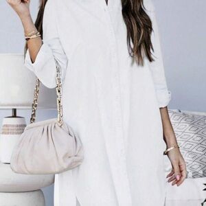 White Button-Up Shirt Dress